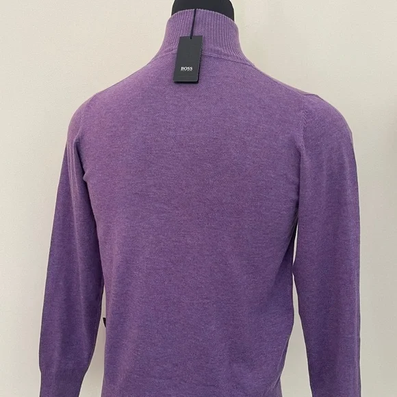 Hugo Boss Sweater Half Zip Buttons Purple Pullover